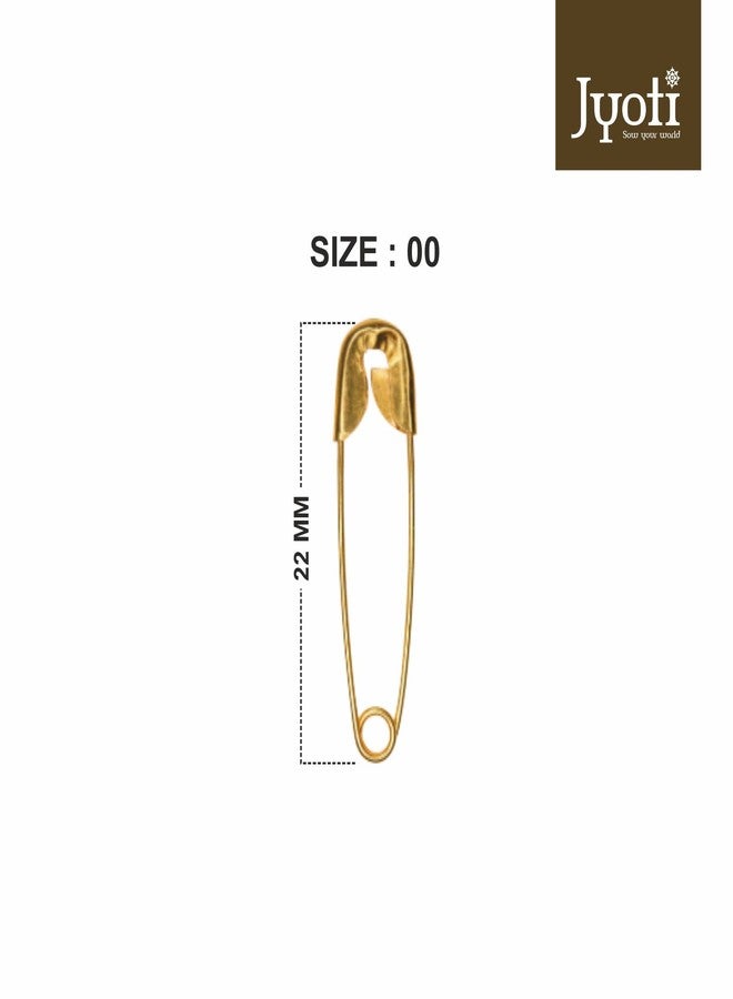 Jyoti 33702 Safety Pins - Strong Brass Plated Pins, Rust Resistant, Heavy Duty Variety Pack, Perfect for Clothes, Crafts, Sewing, Pinning (200 Pins of Size 00 / 22mm Golden Finish in a Pouch) - Image 2